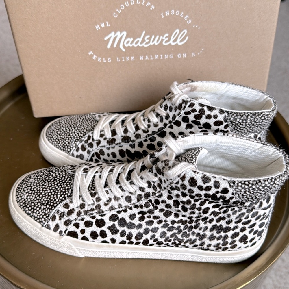 Madewell Sidewalk High-Top Printed Calf Hair Sneakers